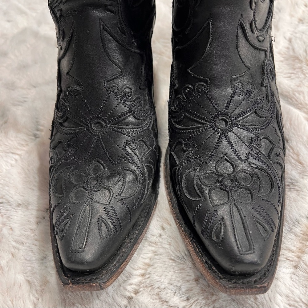 Lane Robin Black Leather Inlay Western Boots Sz-5.5 - Picture 4 of 8